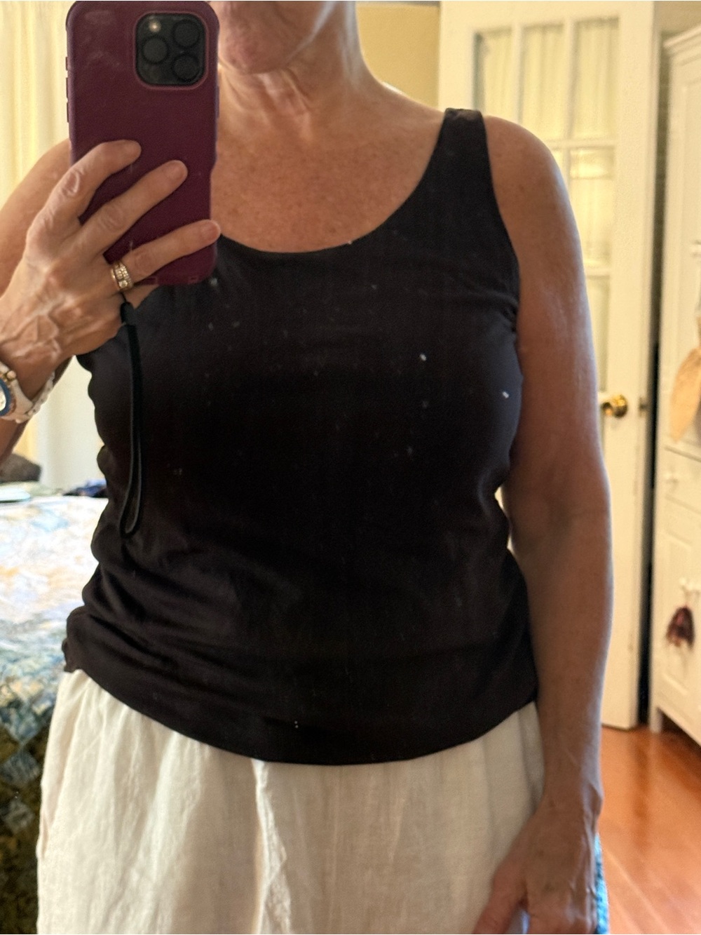 Classic Eileen Fisher Black Women's Scoop Neck Tank Top